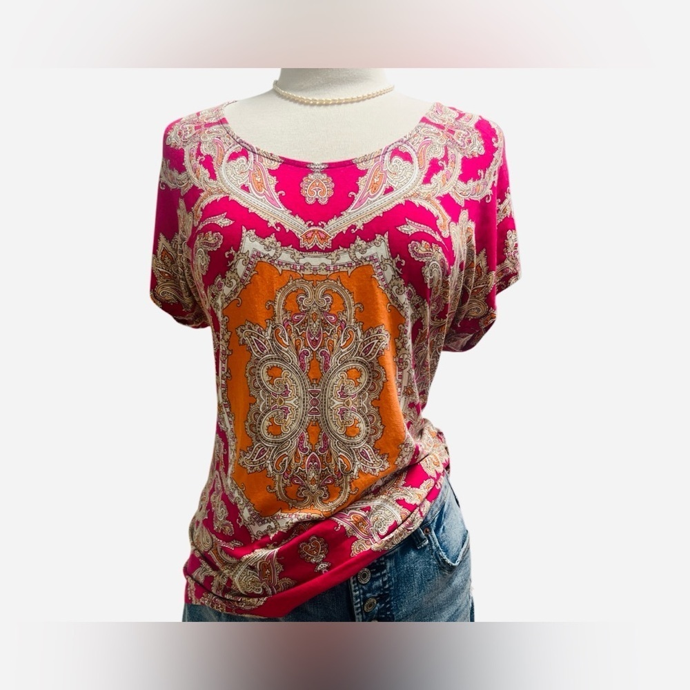 Chico’s
Elegant Pink and Orange Paisley Women's Top